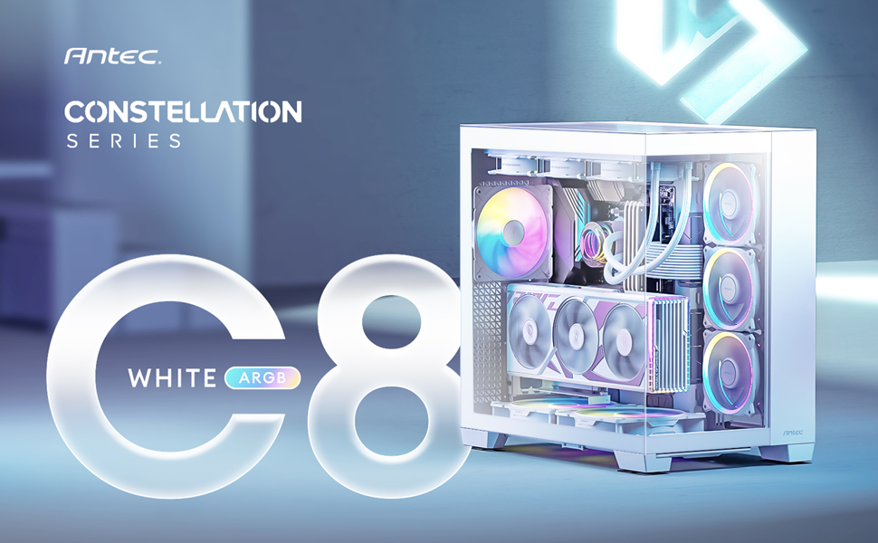 Antec C8 ARGB White, 2x TQR 160mm & 1x TQ 140mm ARGB PWM Fans